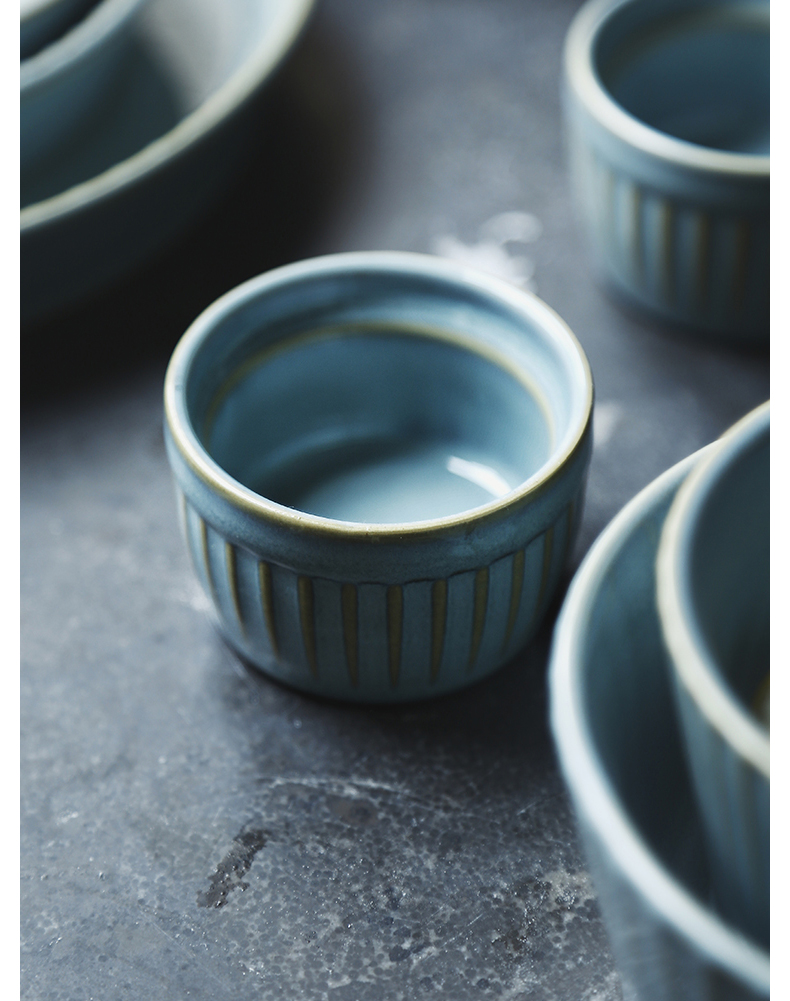 Inscription creative Chinese style restoring ancient ways is great circle stripe ceramic bowl of household food dish plates dish soup bowl
