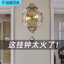 American clock Silent wall clock European modern large living room clock Household creative Quartz clock watch Large hanging watch