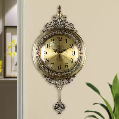 European style home living room fashion creative European style retro simple atmospheric quartz wall watch metal American clock wall clock