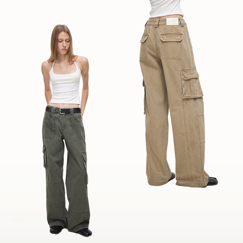 Orasolis Deconstructed Multi-Pocket Cargo Pants Sand Brown Moss Green Outdoor Vintage Unisex Straight-Leg Casual Pants Orasolis Deconstructed Multi-Pocket Cargo Pants Sand Brown Moss Green Outdoor Vintage Unisex Straight-Leg Casual Pants