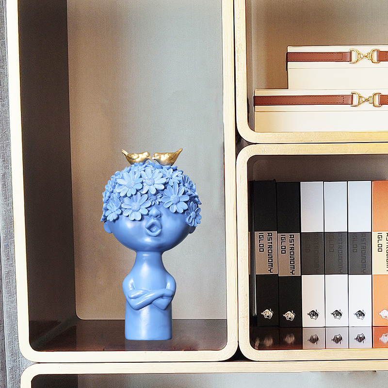 Light luxury creative spring warm flowers open boy to Nordic home living room wine cabinet mask soft decoration art set