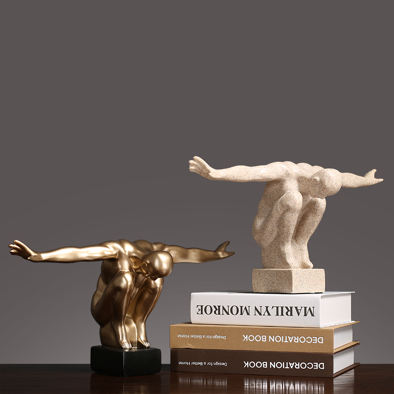 American retro abstract character sculpture craft gift decoration Creative personality Living room entrance wine cabinet Office decoration