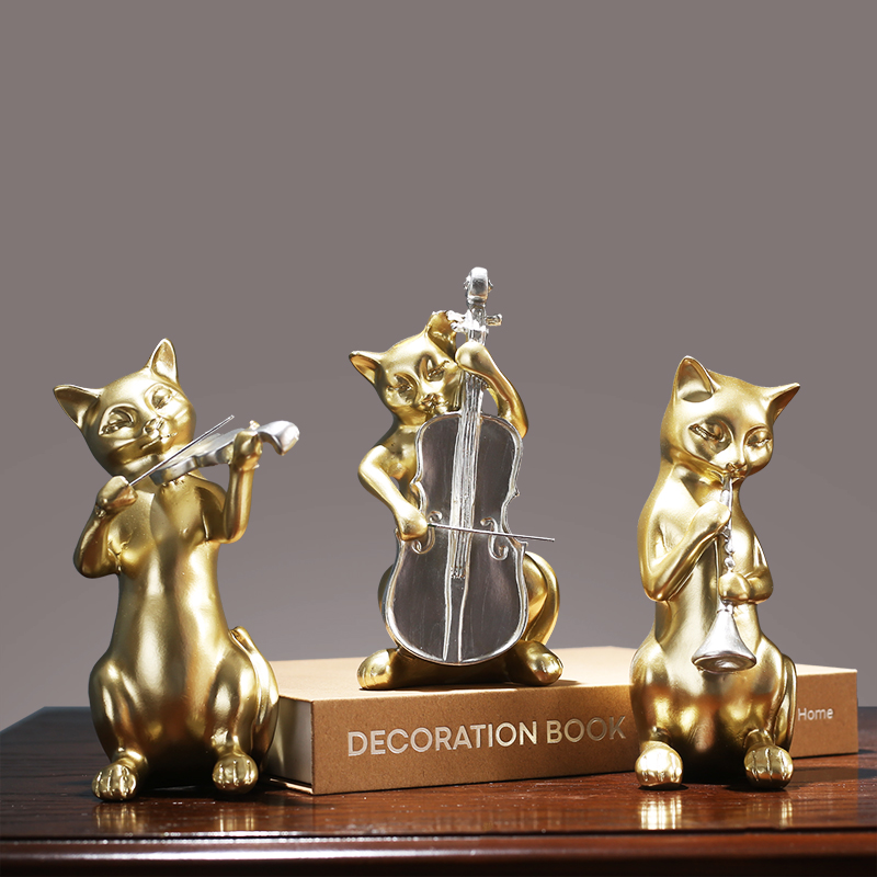 American creative three kitten soft decoration piece wedding gift wine cabinet TV cabinet room craftsGift decoration