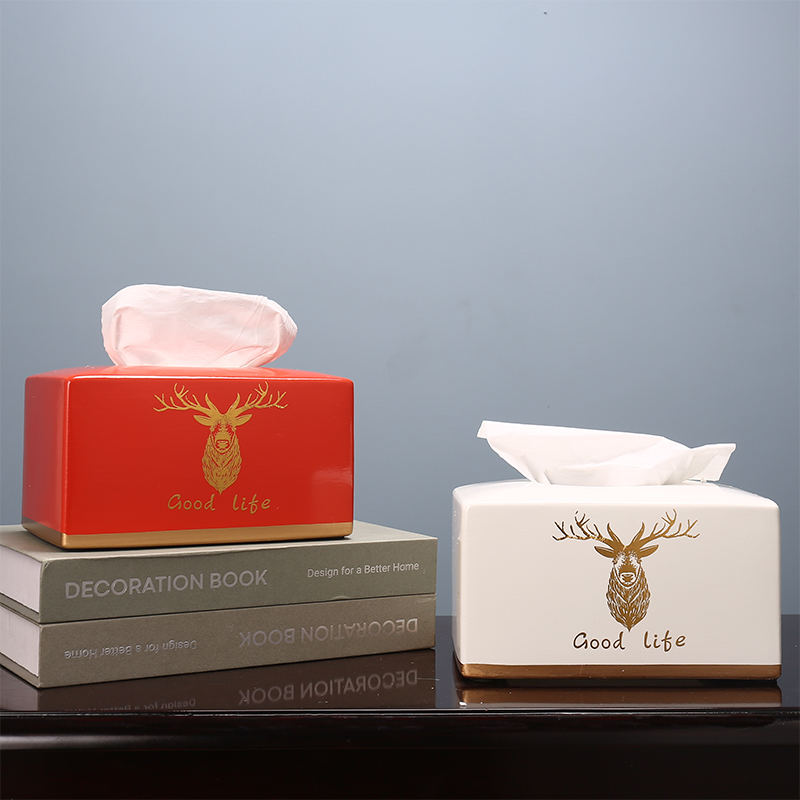 Decorative Ceramic Paper Towels Box Creativity Upscale Light Lavish Living Room Table Tea Table Bedroom Toilet Paper Box Modern Brief