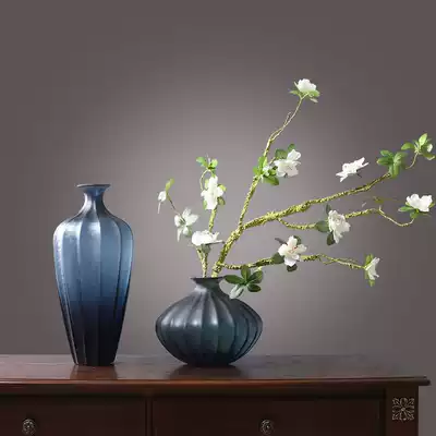 European-style light luxury retro glass vase ornaments luxury high-end home living room porch table flower arrangement flower art