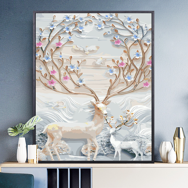 Edge color diy handmade digital oil painting Self-painted coloring decompression Nordic oil painting flowers modern simple decorative painting