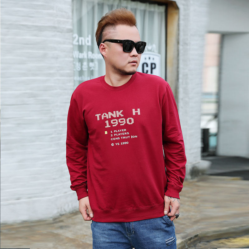 2022 Fall and Winter Wardwear men add a large number of fat cover with loose plug and large long sleeve thick cotton T blouse