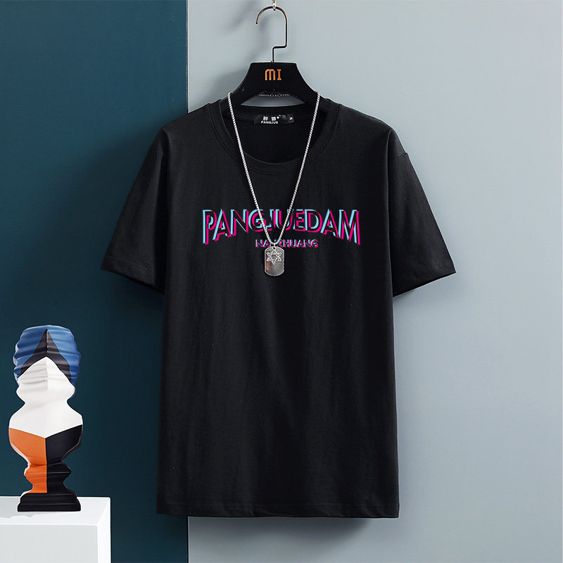 2022 Summer Men Short Sleeved T - shirt Pure cotton loose fat sports tide half sleeve and large printed sweater