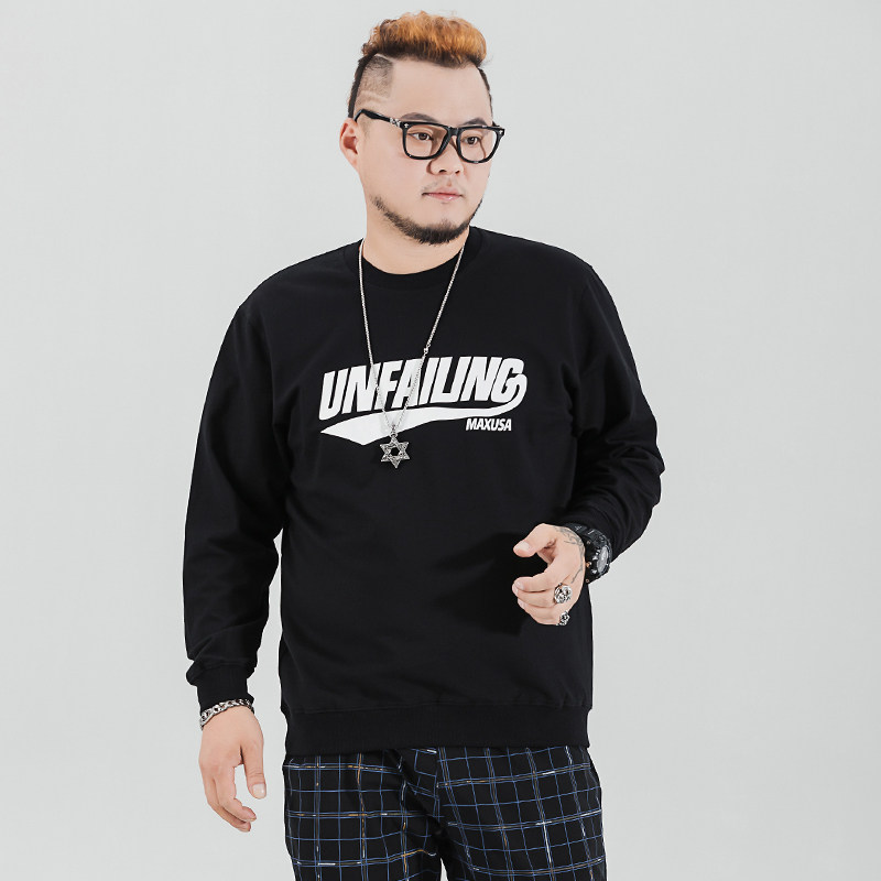 2022 spring and autumn with velvety men's thick T-shirt large size and fat sub youth loose thickened large number long sleeve T-shirt slats bottom-shirt