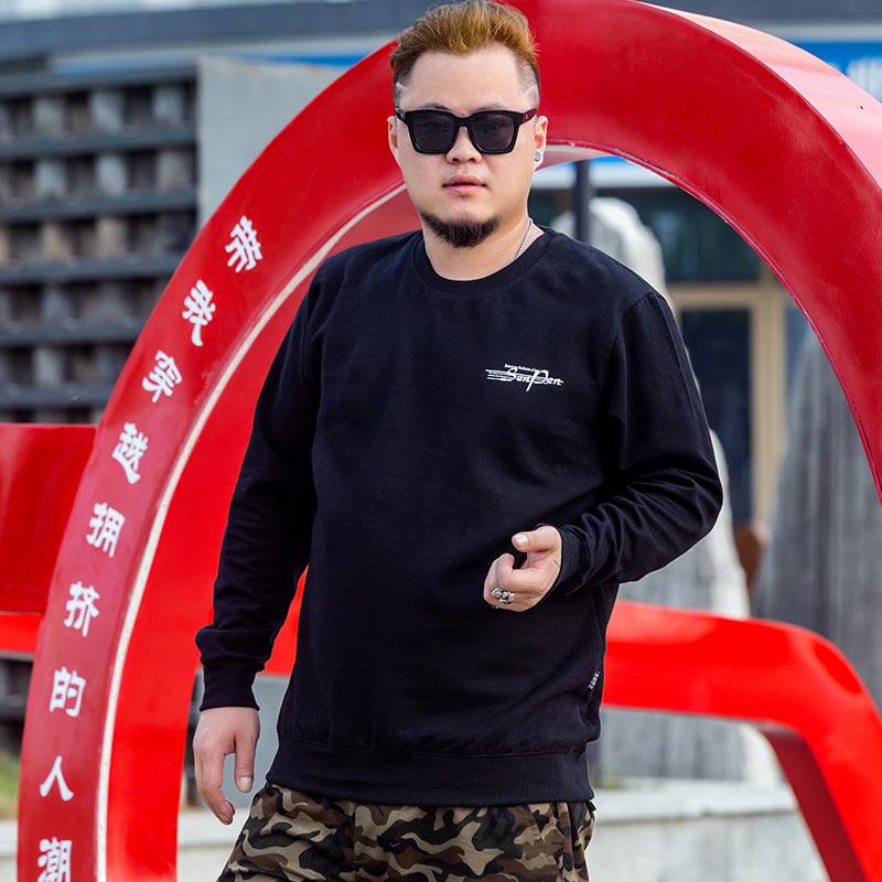 Sweatshirt male fatter plus fattening up for code 2021 Spring autumn style Loose Plus Suede Thickened Long Sleeve T-shirt With Undershirt Jacket