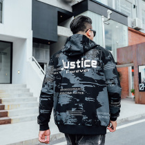 Spring and autumn big code jacket mens wear and clothing plus fat and more relaxed tide chubby size fattening guy with hoodie and jersey jacket