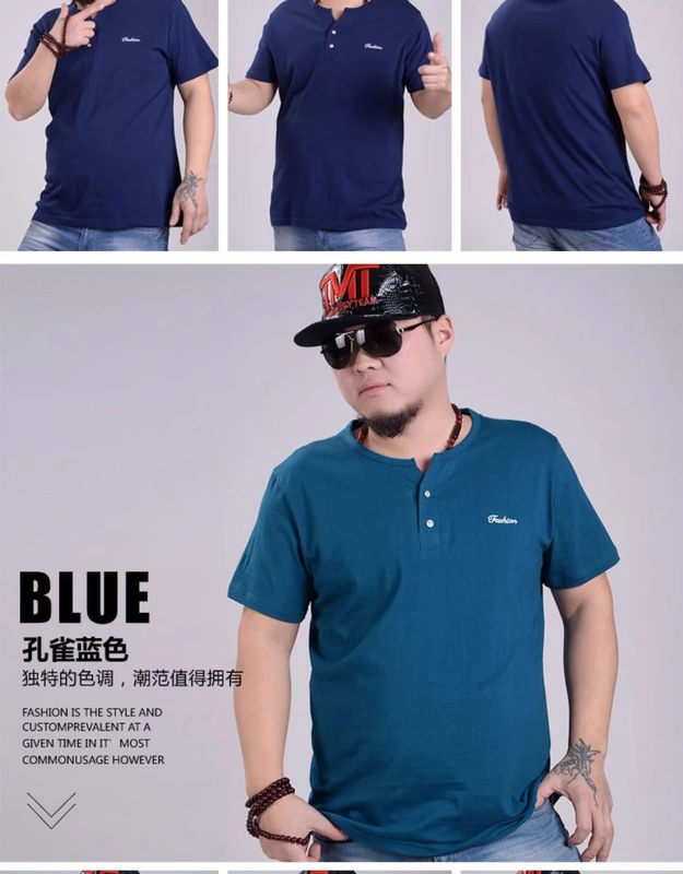 Mùa hè 2018 cộng với áo thun ngắn tay nam XL chất béo cực rộng áo thun nam polo