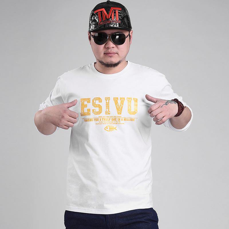 Spring and autumn new men's clothing plus fat increase code round lead long sleeve T-shirt male large size and fat son fattener blouses bottom jersey