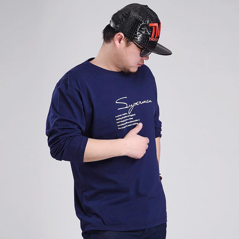 Large size casual male pure cotton long sleeve T-shirt plus fattening up fat sub loose autumn coat large number round neck T-shirt