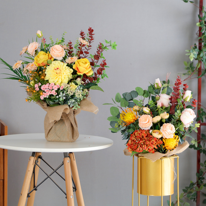 Nordic Ins Wind Emulation Flower Shop Window Decoration Hem Living-room Creative Fake Flowers Landing Flower Shelf Flower Bouquet Flower Arrangement Art.