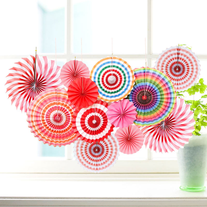 Children's Day Decoration Paper Fan Flower Kindergarten Classroom Scene Layout Atmosphere Activity Shop Window