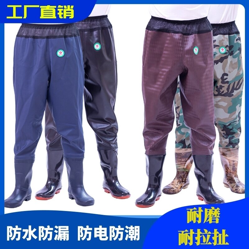 Rush to sea digging ou sturdy leather fork Fashion fisherman durable farmland Semi-body Laureds Waistline Pants Seaside Pants Seaside Boots Pants Seaside Boots 