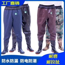 Rushing to the sea to dig lotus root strong leather fork fashion fisherman durable farmland half-length work waist-bottom pants seaside boots pants seaside boots