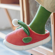 Optimize winter Cute Christmas Cartoon plush couple cotton slippers Home household indoor men and women thick bottom non-slip