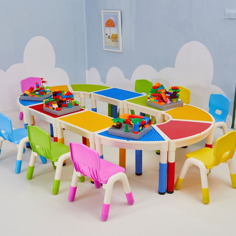 Children's large multifunctional Lego building blocks Table plastic space sand table Puzzle Game Table Playground Swing Stall Suit