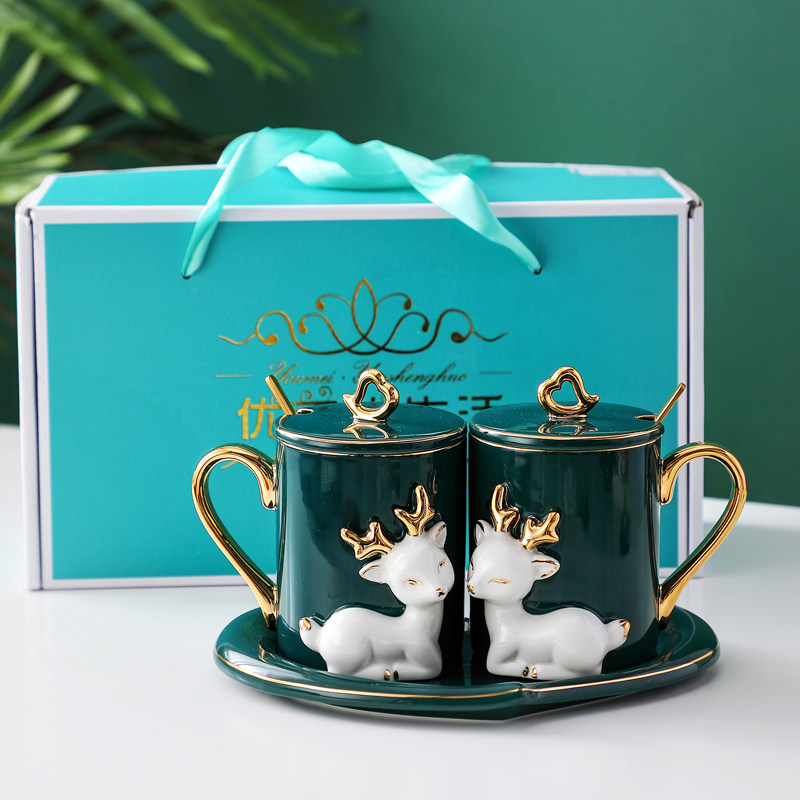 Couples mug pair of couple's water glasses Creative Ceramic Mark Cup Home Girlfriends Wedding to Cup Packers Gift