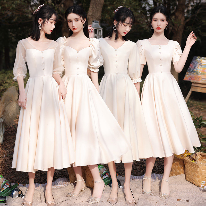 Bridesmaid dress 2022 new champagne color bridesmaid group sister skirt can usually wear slim sister group evening dress female