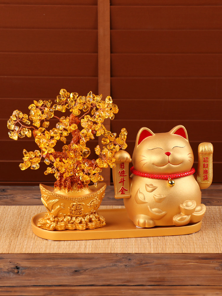 Shop opening Electric shake hand hair lucky cat size decoration Cash register counter Home living room Gift piggy bank