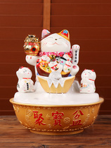 Tao Yan Pavilion lucky cat ornaments automatic beckoning shop cashier hands fortune cat opening gift home living room