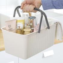 Bath plastic hand basket Hollow bottom bath basket handle bath basket watertight square basket striped shopping