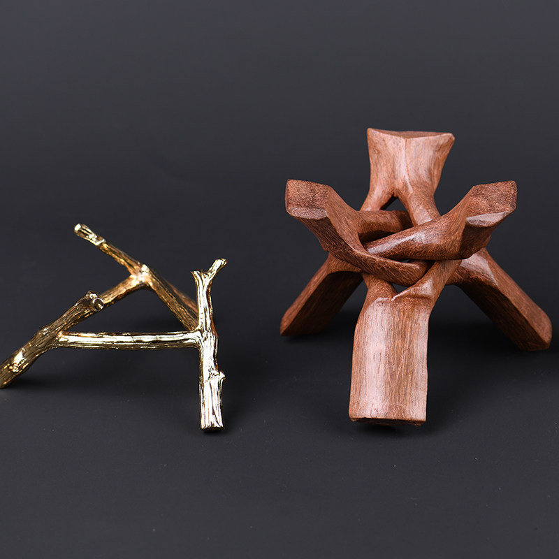 To Fu Natural Water Crystal Ball Base Home Swing Accessories Metal Woody Deer Base Snail Dragonfly Polyppot Holder