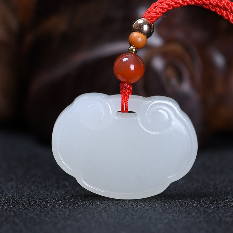 To Fu Sheep Grease Jade Green Lock Pendant and Tian Yuxiang Lock male and female adult children baby mascot long life lock