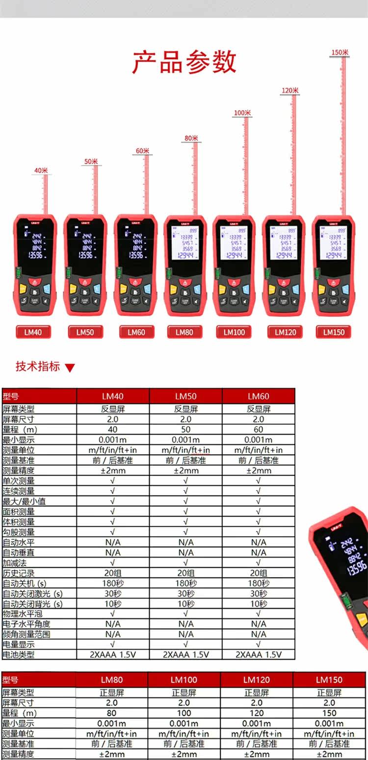 Дальномер 优利德红激光测距仪外线测远仪语音电子卷尺毫米级高精度量房仪器