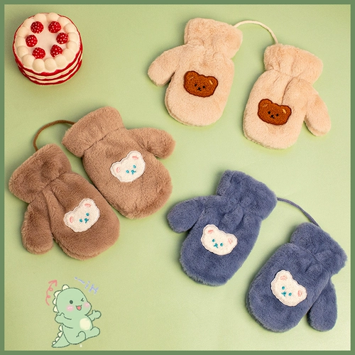 Детские удерживающие тепло утепленные милые перчатки для мальчиков для девочек