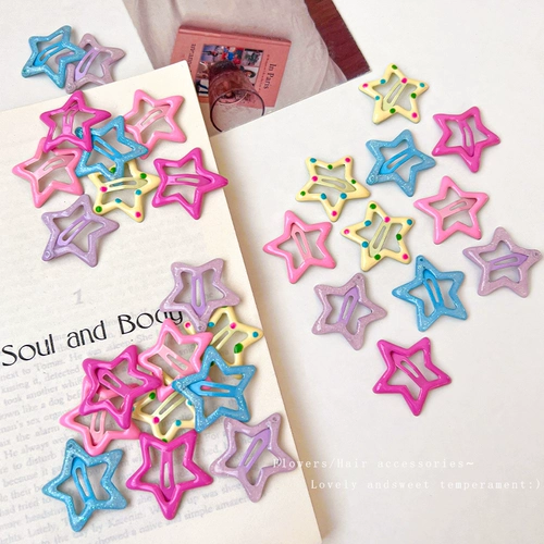 Yelding Star Hames Star Hair Millennium Wind Wind Jewelry Girls Broken Bangs, выбирая девушку BB Pentagon папку