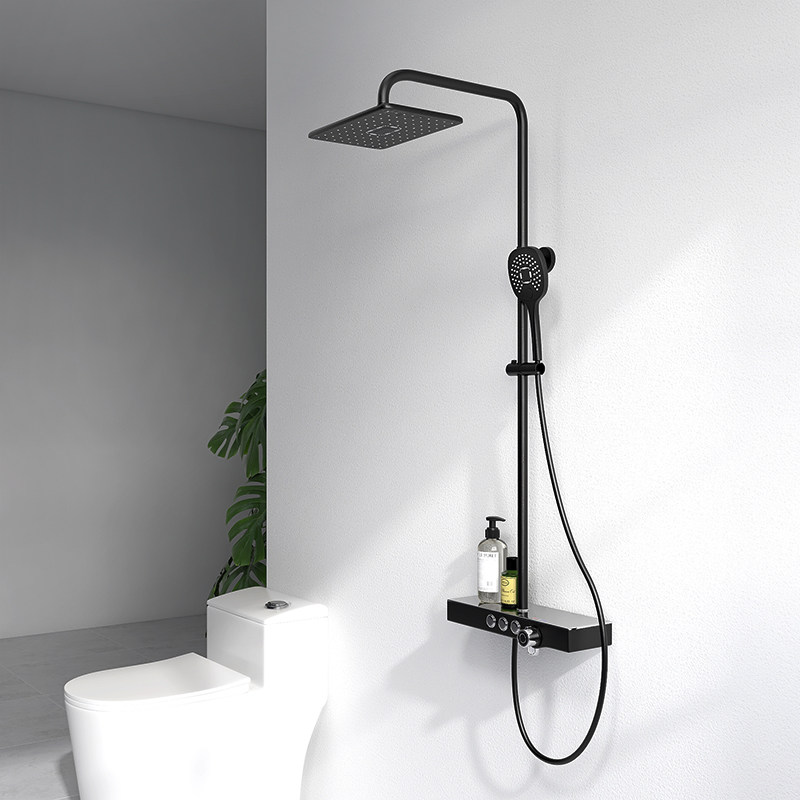 German Eurofun OF-68 shower set household all copper black pressurized nozzle Bathroom constant temperature rain