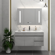 Nordic smart solid wood bathroom cabinet combination simple sink washbasin toilet wall bathroom washing table