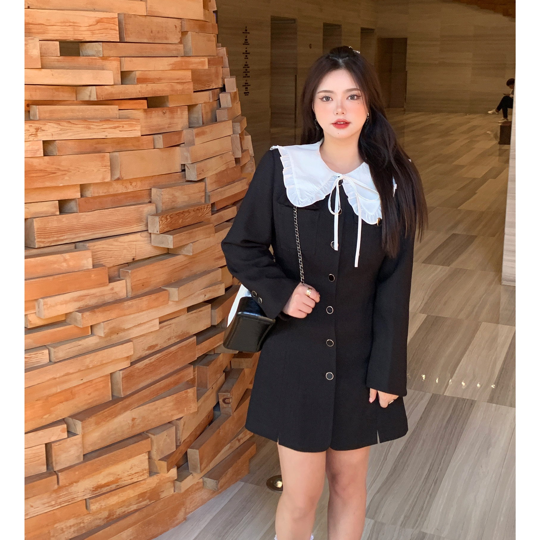 King Grape Slightly Fatter Custom Fa Style Little Fragrant Wind Doll Collar Suit Foreign Suit Foreign Pie minus two sets