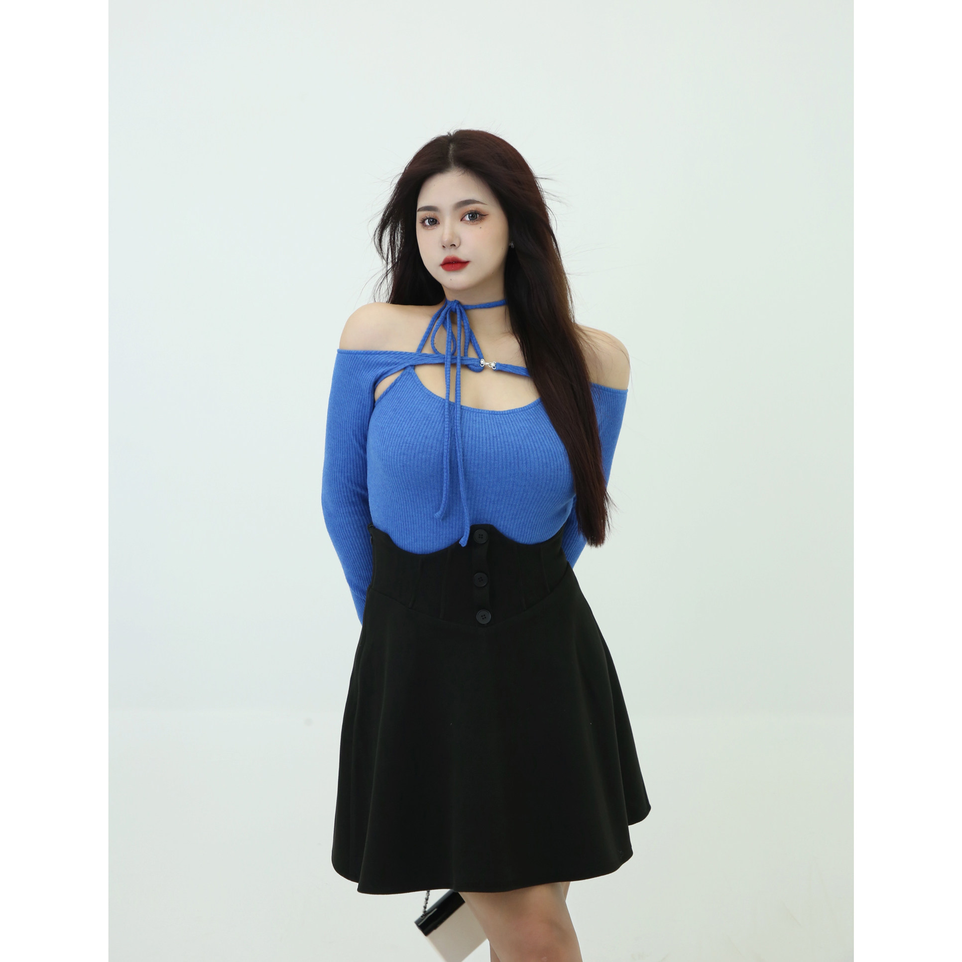 King Grape Slightly Fatter Custom Pure Desire Truffle Shoulder Pin Text-shirt Fat Mm Large Size size Covered Meat Fake two sets Strap Blouse