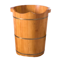 Panhe oak foot soaking barrel high deep barrel household solid wood over the calf wooden foot washing barrel wooden basin with wheels for drainage