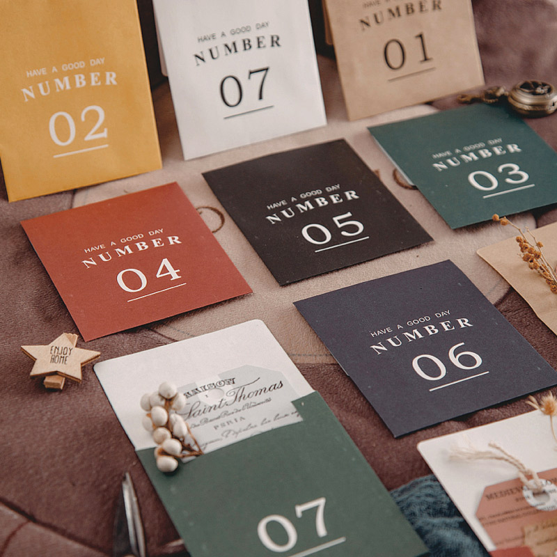 Retro Wind Hand Ledger Gift Bag Mini Split Digital Series Cashier Bag Stationery Sticker 7 optional 14 entry