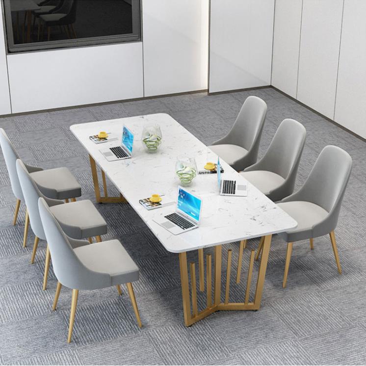 Modern light extravaganza small and small family rock plate dining table and chairs combined Serie dell' net red marble in talks with office long desk