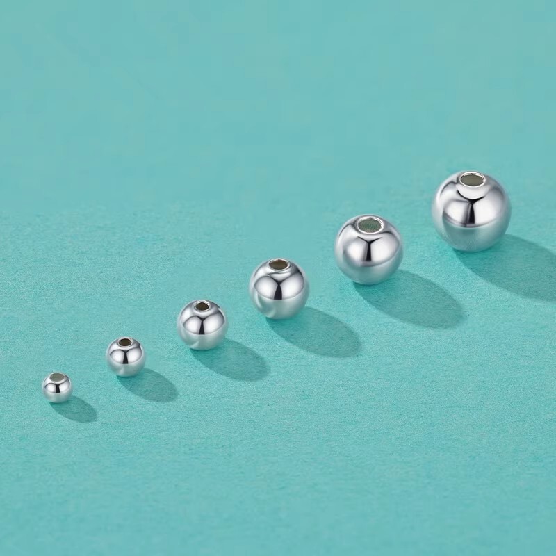 Trendy Silver Jewelry 2mm Beads Loose Beads DIY Accessories Bracelet Anklet Jewelry String Beads Large Hole Round Beads Pearl Beads 999
