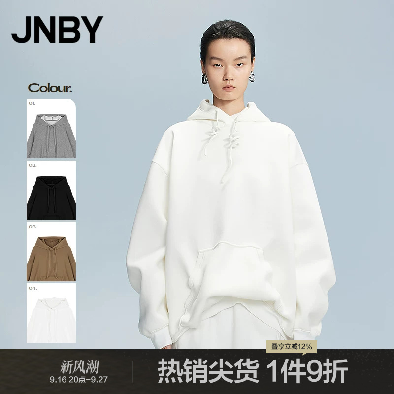 【Twist Fun】Jnby/Jiangnan Cloth Autumn and Winter Hooded Sweatshirt Pullover Cotton Drawstring Loose Fit 5O9411080 【Twist Fun】Jnby/Jiangnan Cloth Autumn and Winter Hooded Sweatshirt Pullover Cotton Drawstring Loose Fit 5O9411080