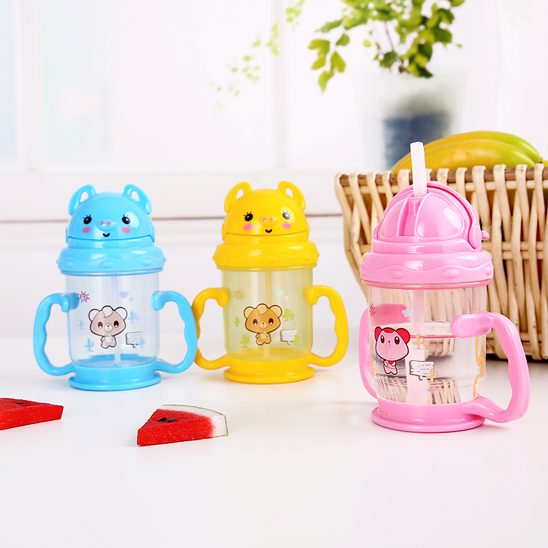 Baby Drink Water Cup Baby School Drinking Cup Kindergarten Straw Cup Warm Water Cup Cartoon With Handle Cute Little Sign