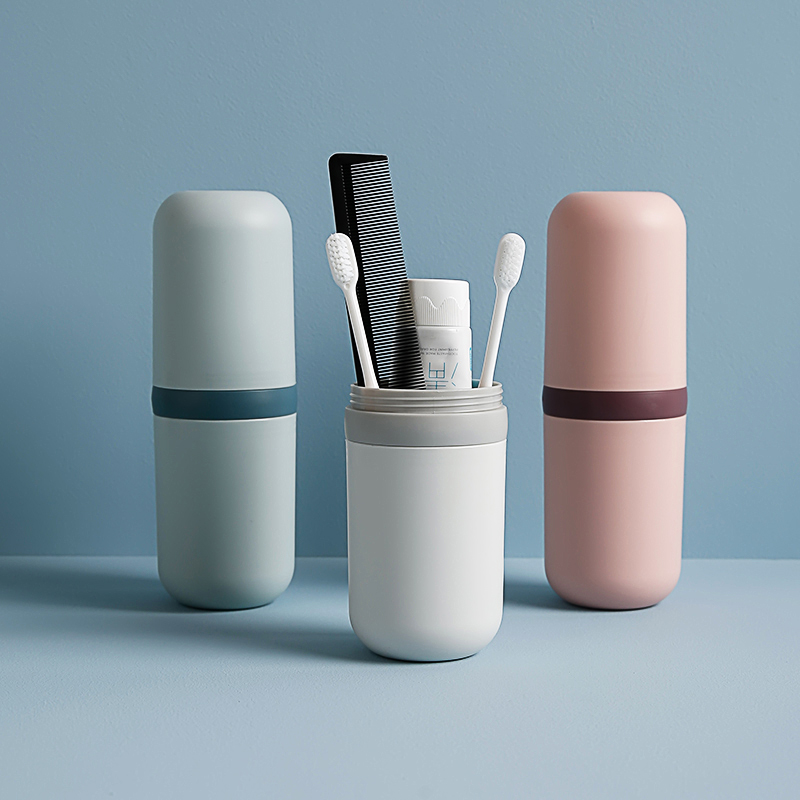 Toothbrush containing box wash mouthwash cup travel portable suit toothbrushing cup lovers cute Nordic dental tool box cylinder