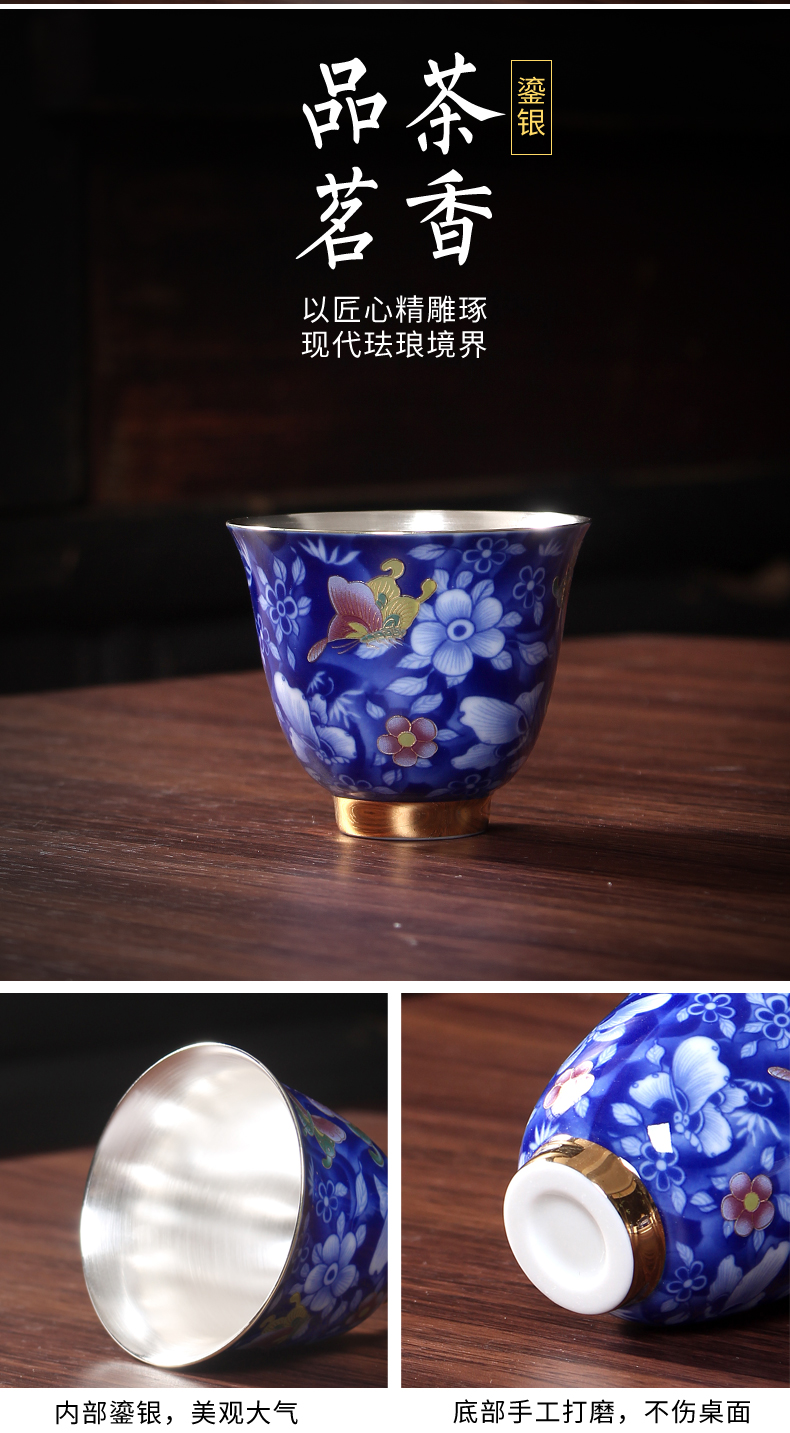 Jingdezhen tasted silver gilding hand - made tureen kung fu of blue and white porcelain tea sets big household ceramic teapot teacup gift boxes