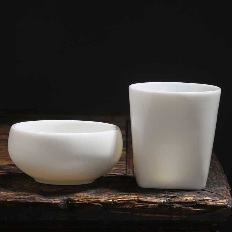 Lin Xiaowei dehua white porcelain ceramic cups sample tea cup suet jade master cup of large single cup tea bowl