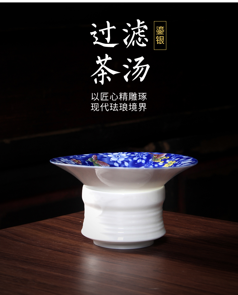 Jingdezhen tasted silver gilding hand - made tureen kung fu of blue and white porcelain tea sets big household ceramic teapot teacup gift boxes