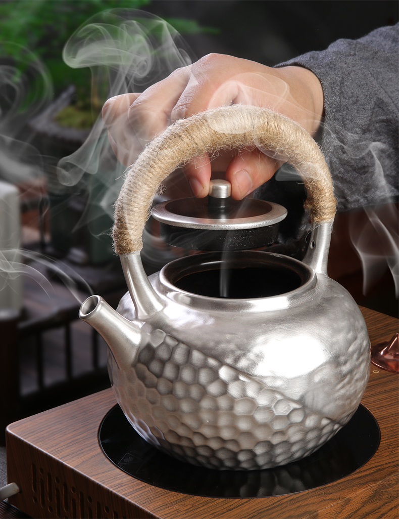 Silver package porcelain hammer cooking pot Silver checking ceramic tea tasted Silver gilding girder single pot pot of Japanese kung fu tea set