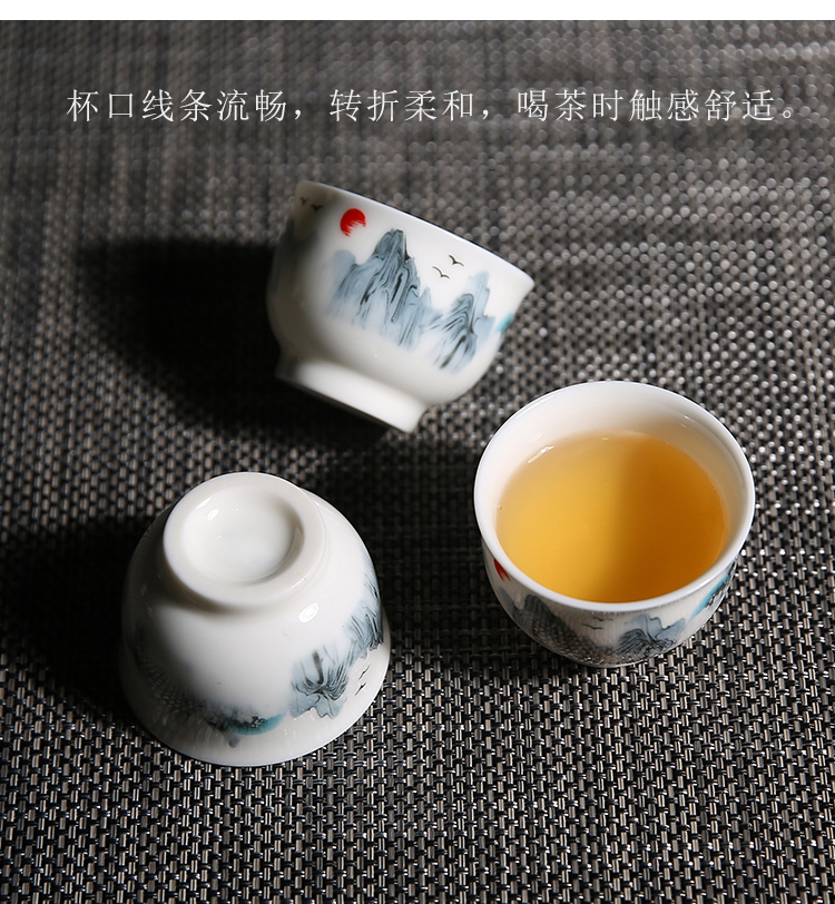 White porcelain painting landscape tea set home a whole set of kung fu tea set contracted and I ceramic tureen ultimately responds tea pot